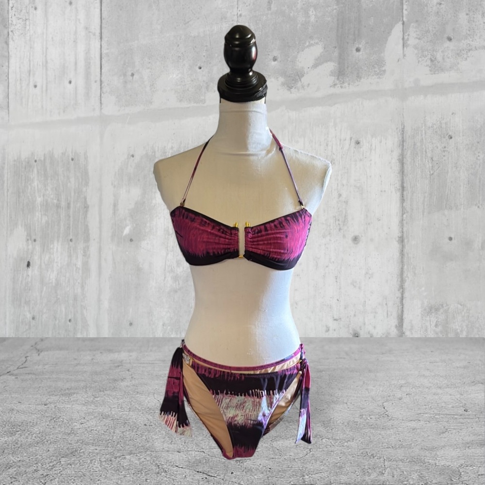 Cyn & Luca purple ombre tie string bikini bottoms Large